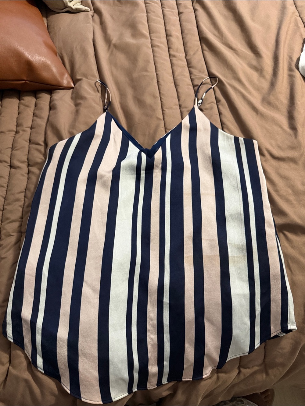 Express Striped V-Neck Cami in Navy and Blush